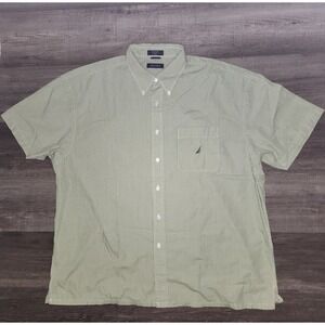 Men's Nautica Green Short Sleeve Plaid Button Up Shirt XXL